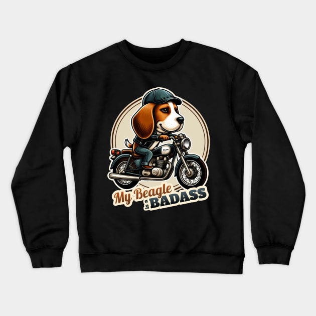 Beagle Biker Crewneck Sweatshirt by k9-tee